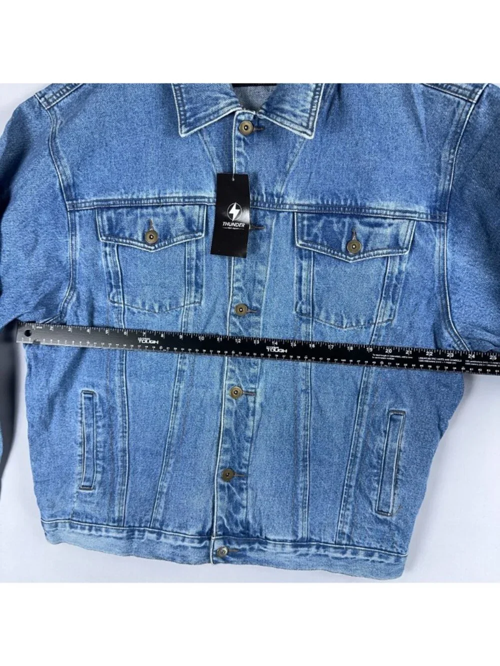 Thunder Trucker Jacket Size 2XL Blue 100% Cotton Front Pockets Button Down